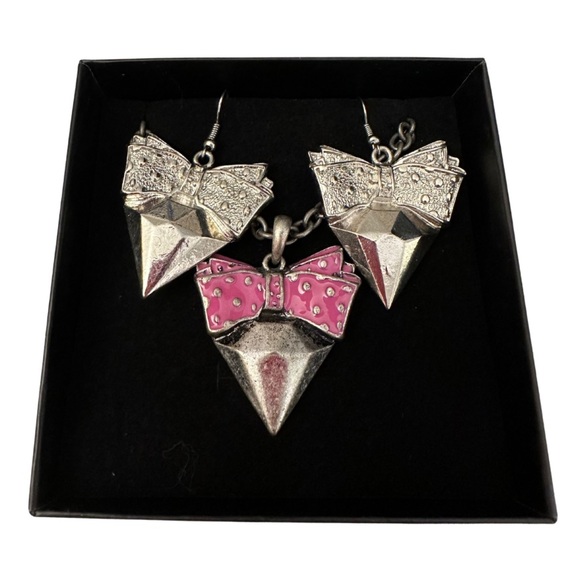 Studded Heart Necklace and Earring Set - Picture 3 of 3